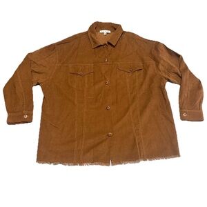 Hyfve Womens Corduroy Western Cowgirl Button Up Shirt Brown Sz M Hang Thread Hem